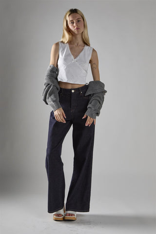 White V-Neck Crop-Top