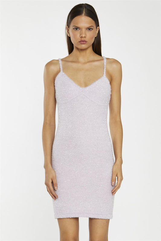 Light Pink Tinsel V-Neck Mini Dress
