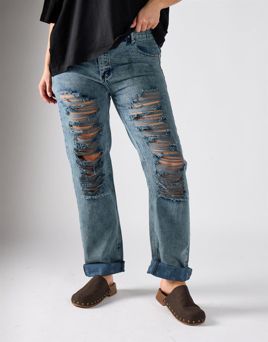 Glamorous Curve New Grey Denim Regular Ripped Jeans