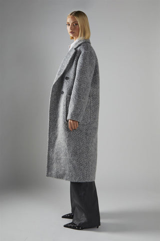 Grey Collared Midi Coat