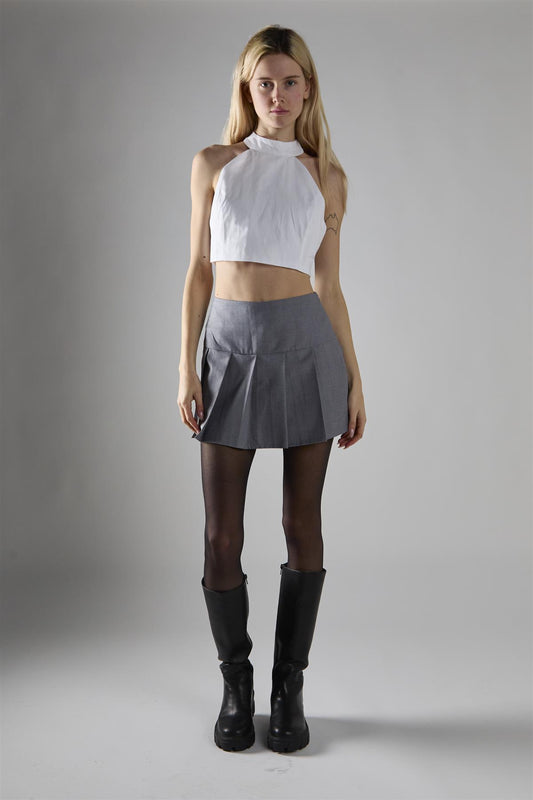 White Halter-Neck Crop-Top