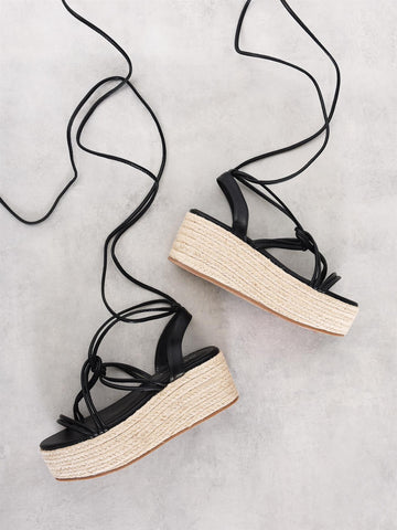 Black Lace Up Sandals