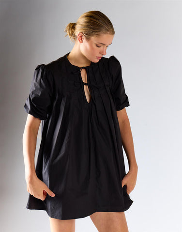 Black Pleated Dress Mini Dress
