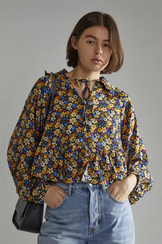 Dark Floral Long Sleeve Top