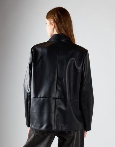 Black Pu Collared Jacket