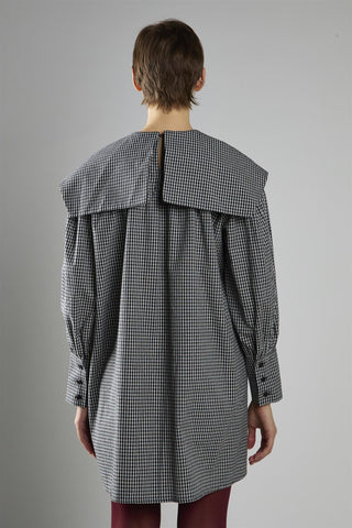 Black Check Oversized Collar Mini Dress