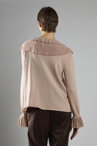 Long Ruffle Cardigan - Beige