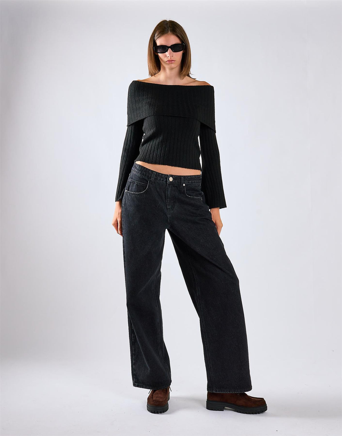 Black Bardot Knit Jumper