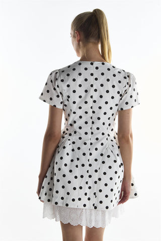 Big White Spot Corset Mini Skater Dress