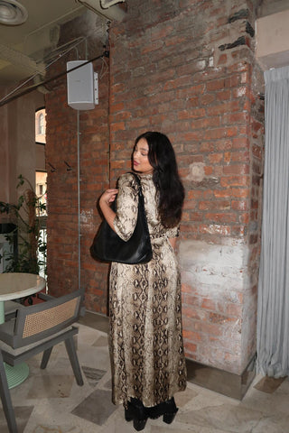 Grey Snakeskin Maxi-Dress