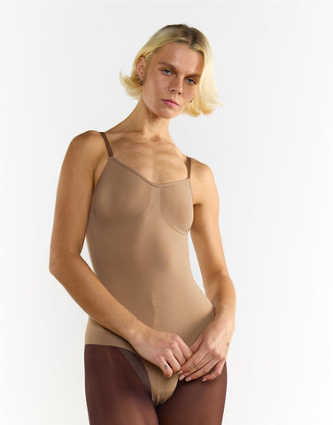 V-Neck Backless Shapewear Bodysuit - Beige