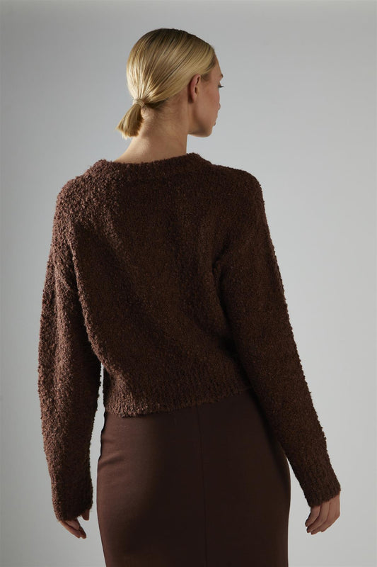 Chocolate-Brown Crew-Neck Jumper