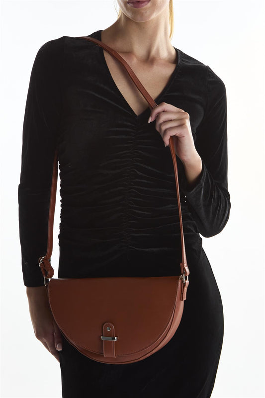 Glamorous Brown Crescent -Shaped Bag