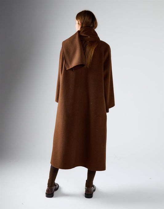 Rich Brown Scarf Long Coat