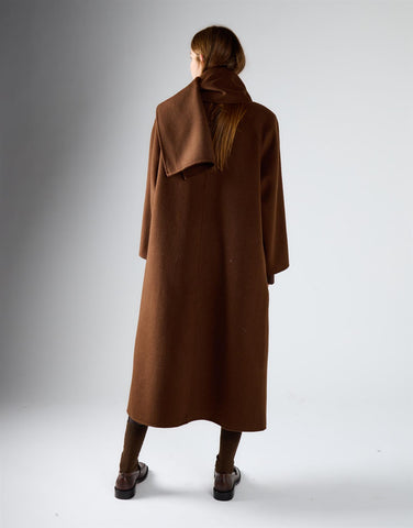 Rich Brown Scarf Long Coat