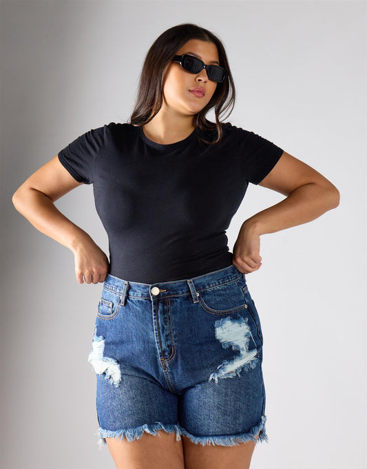 Glamorous Curve Dark Indigo Denim Shorts