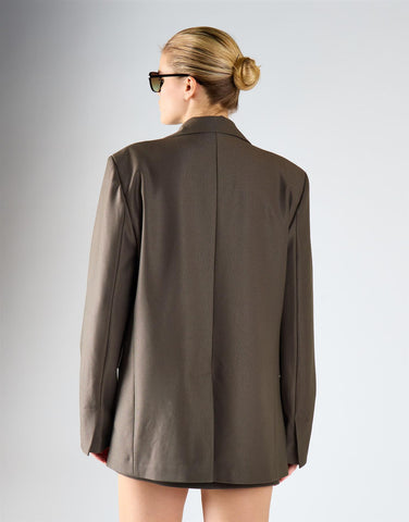 Khaki Double-Breasted Blazer Jacket