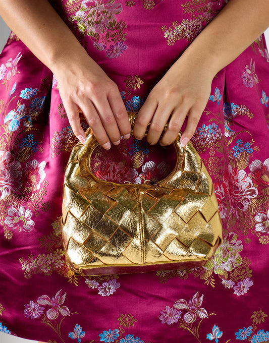 Woven Mini Handbag - Gold