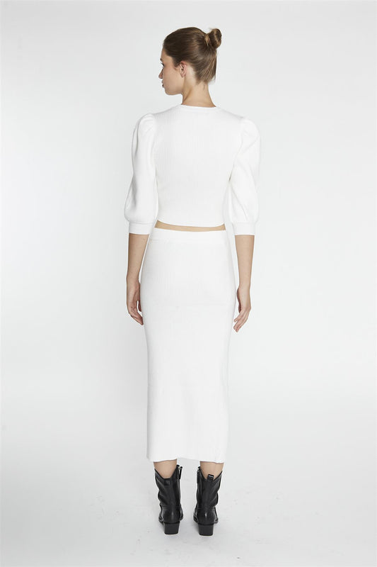 Off-White Puff-Sleeve Crop-Jumper