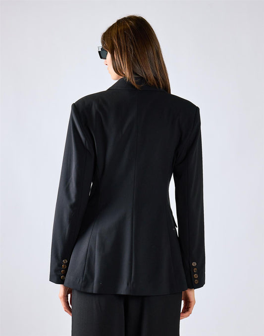 Black Cinched Waist Blazer