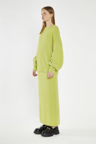 Lime-Green Knitted Maxi-Skirt