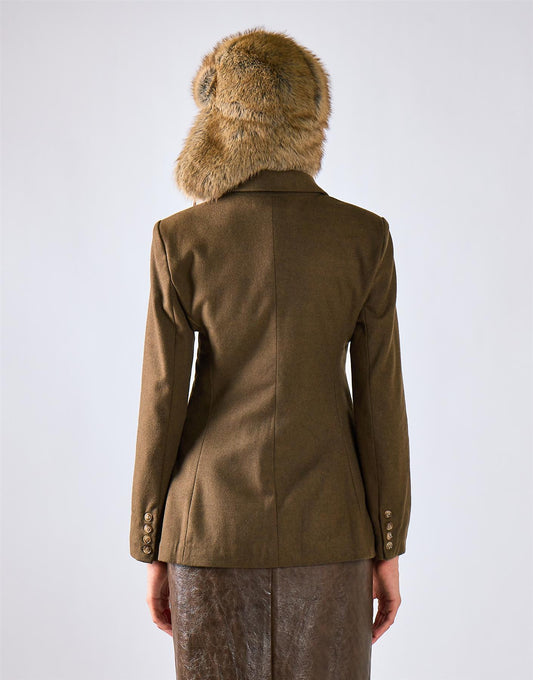 Deep Khaki Hourglass Blazer Jacket
