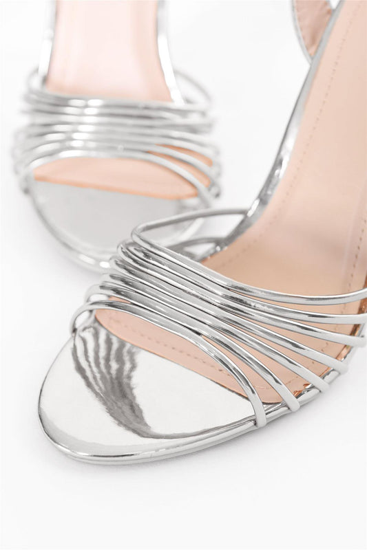 Silver Strappy High-Heels