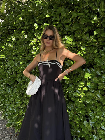 Black Scoop-Neck Maxi-Dress
