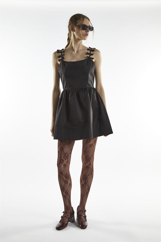 Bow Strap Mini Dress - Charli Black