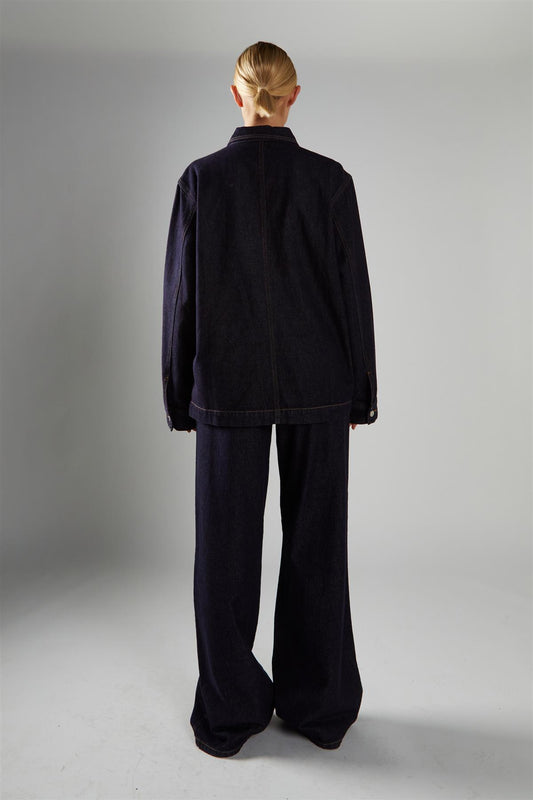 Dark-Indigo Wide-Leg Jeans