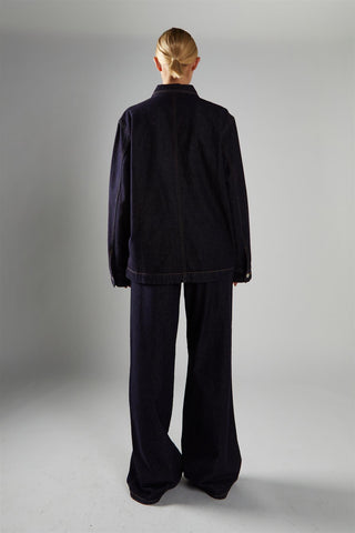 Dark-Indigo Wide-Leg Jeans