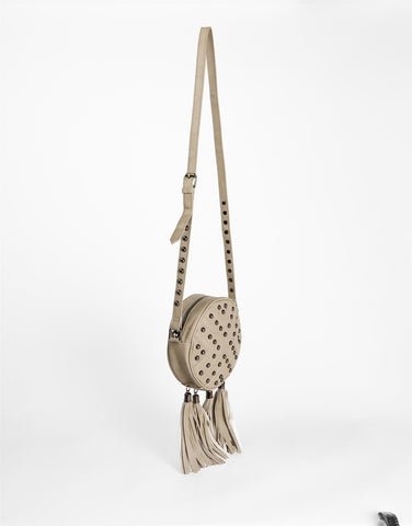 Stone Boho Studded Tassel Crossbody Bag