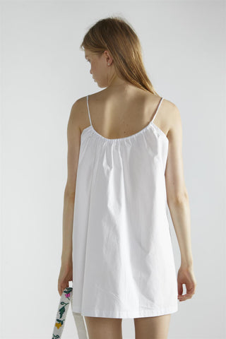 White Scoop-Neck Tie Detailing Mini-Dress