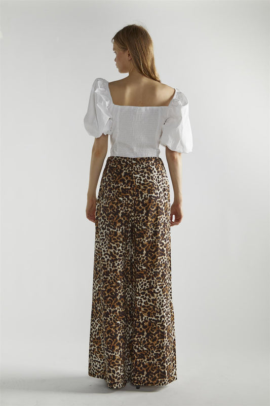 High Waist Loose Trousers - Leopard