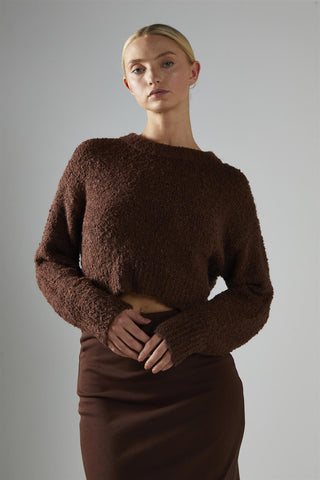 Chocolate-Brown Crew-Neck Jumper