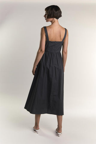 Dark Grey Bow Front Midaxi Dress