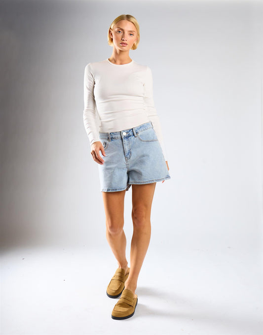 Regular Fit Denim Shorts - Mid Blue