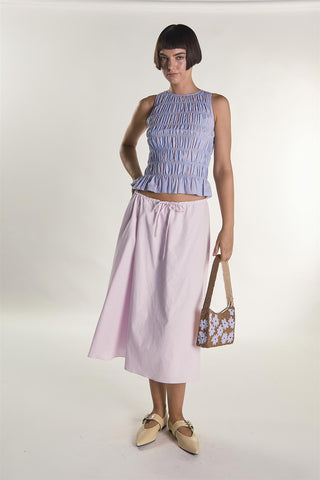 Blue Orange Stripe Shirring Vest Top
