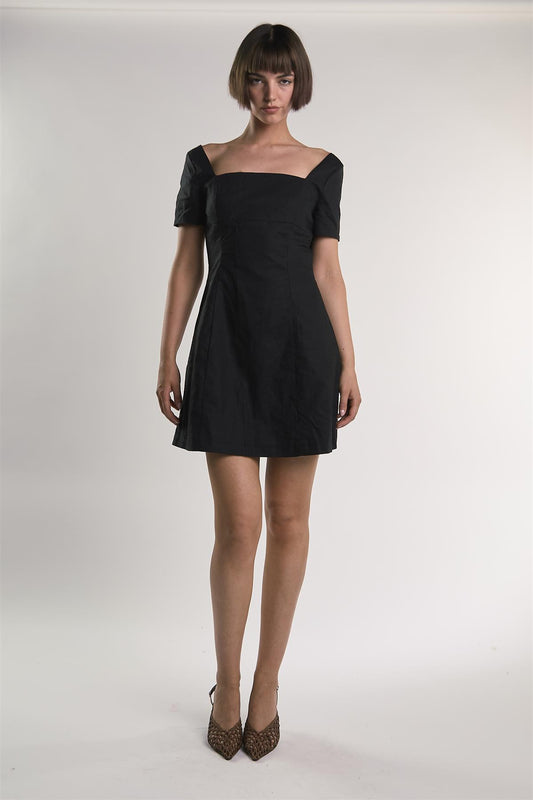Black Square-Neck Mini-Dress