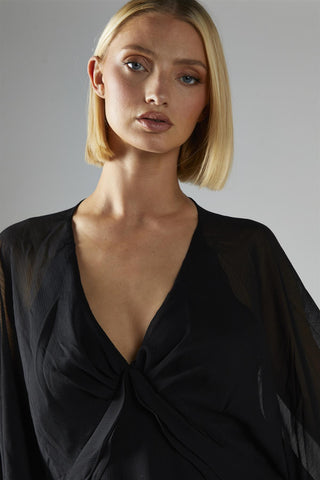 Black V-Neck-Swing Mini-Dress