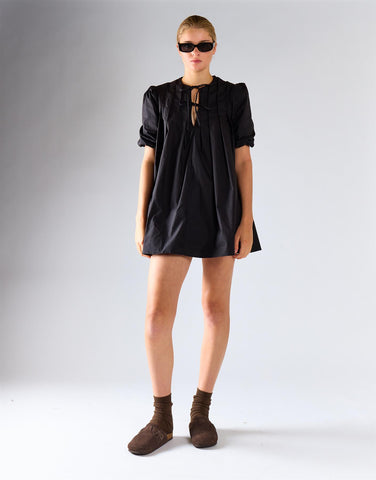 Black Pleated Dress Mini Dress