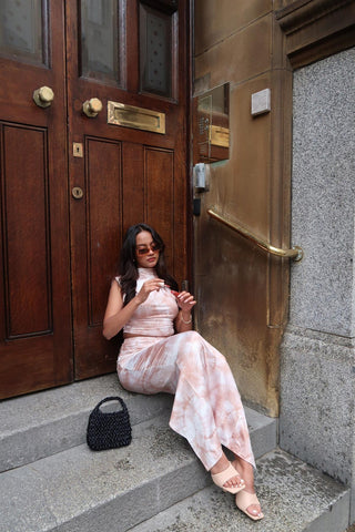 Sepia Tie Dye Bodycon Midi-Skirt