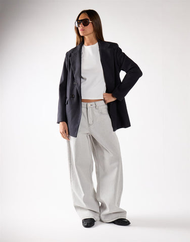 Black Marl Button Detail Blazer
