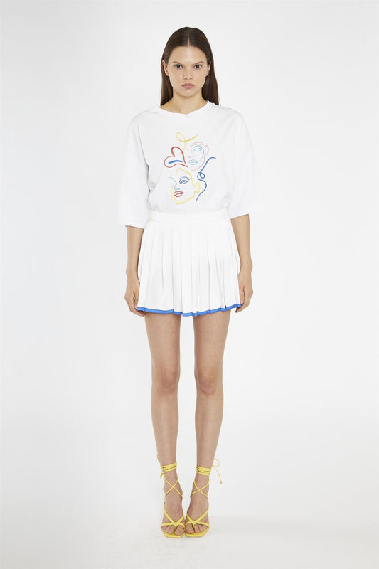 White Embroidered Oversized-T-Shirt