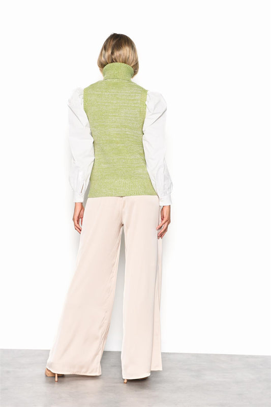 Green-Melange Knitted vest-top
