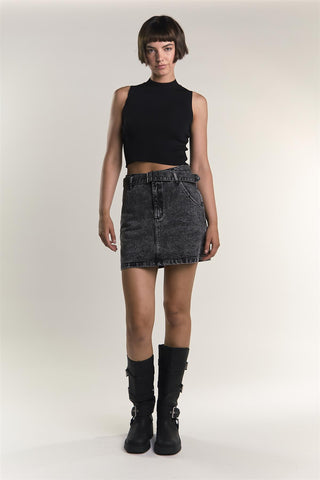 Black Sleeveless-Knit Crop-Top