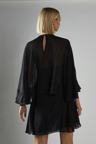 Black V-Neck-Swing Mini-Dress