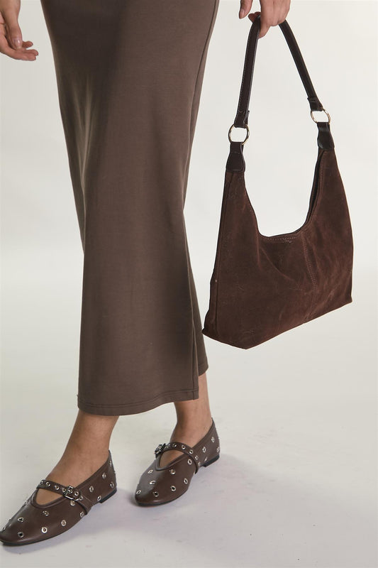 Brown Faux Leather Slouch Bag