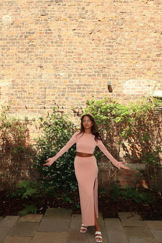 Soft-Terracotta Round-Neck Crop-Top
