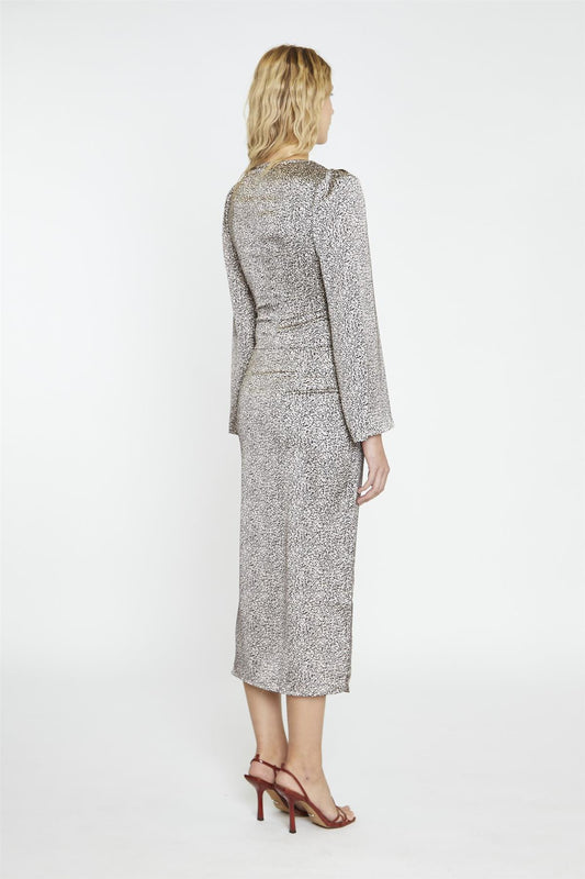 Leopard-Swirl Long-Sleeve Button-front-Top